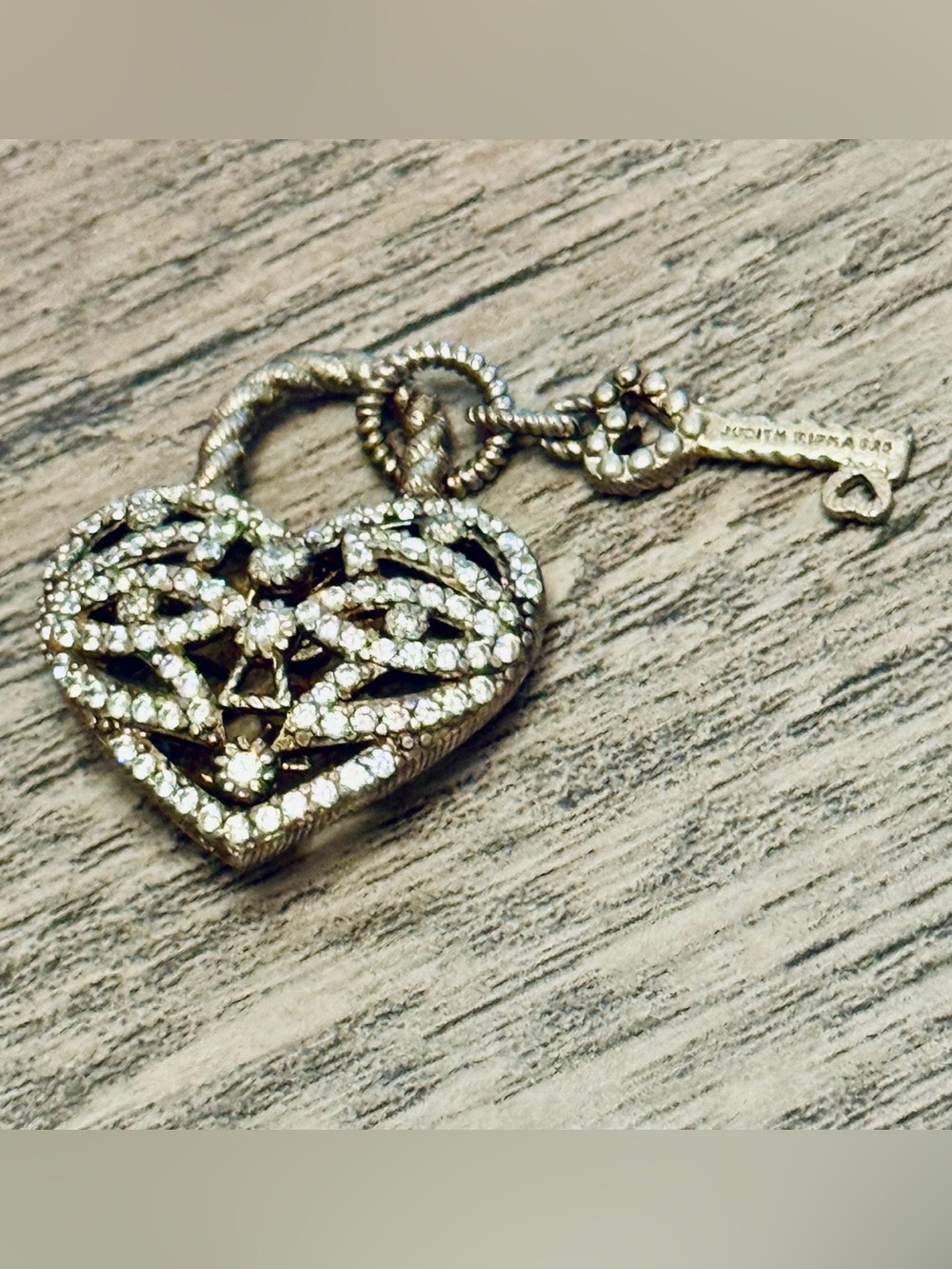 Judith Ripka Heart Padlock Pendant Necklace in Silver with diamonds